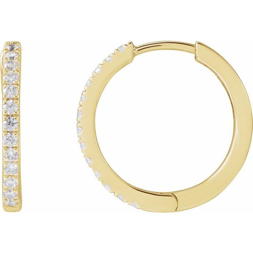 14K Yellow 1/3 CTW Lab-Grown Diamond 16.3 mm Hoop Earrings