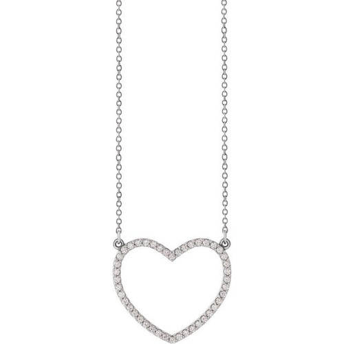14K White 1/4 CTW Natural Diamond Petite Heart 16" Necklace  