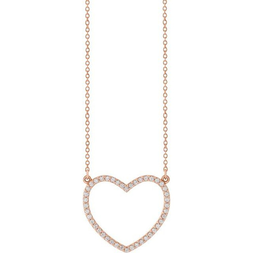14K Rose 1/4 CTW Natural Diamond Heart 16" Necklace