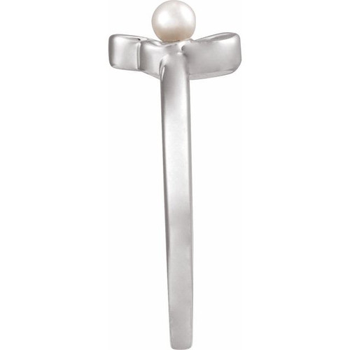 14K White Cultured Seed Pearl Floral Ring