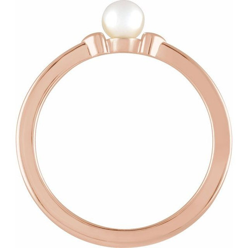 14K Rose Cultured White Freshwater Pearl Heart Ring