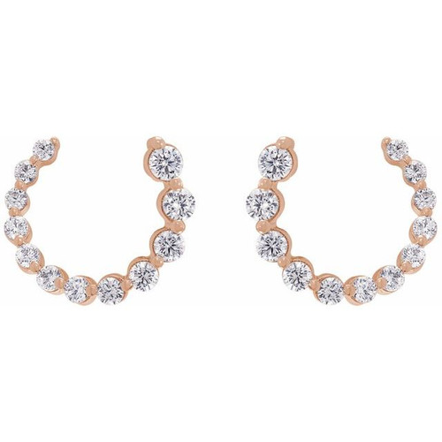 14K Rose 1/2 CTW Natural Diamond Front-Back Earrings