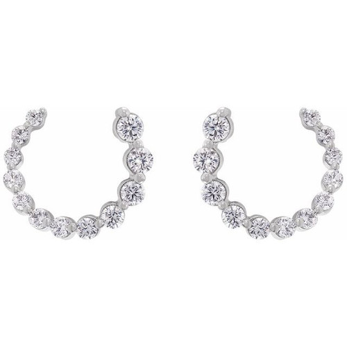 14K White 1/2 CTW Natural Diamond Front-Back Earrings