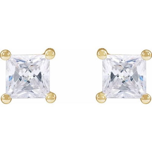 14K Yellow 2 mm Square 1/10 CTW Lab-Grown Diamond Earrings