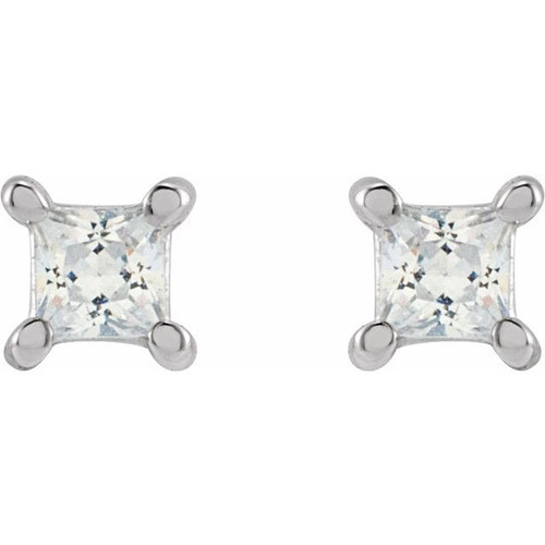 14K White 2 mm Square 1/10 CTW Lab-Grown Diamond Earrings