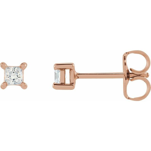 14K Rose 2.5 mm Square 1/5 CTW Lab-Grown Diamond Earrings
