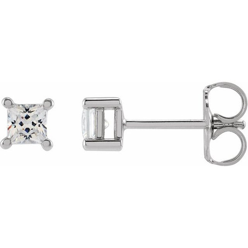 14K White 2.75 mm Square 1/4 CTW Lab-Grown Diamond Earrings