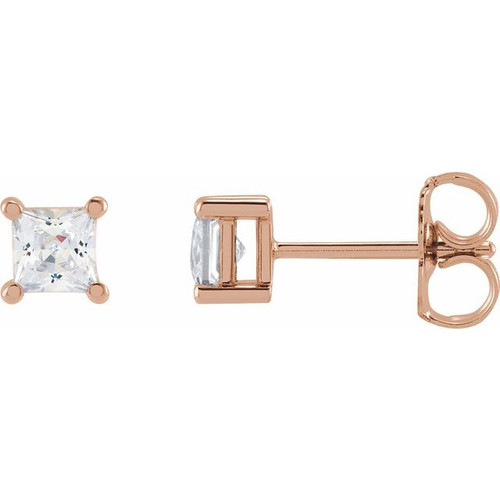 14K Rose 3.9 mm Square 3/4 CTW Lab-Grown Diamond Earrings