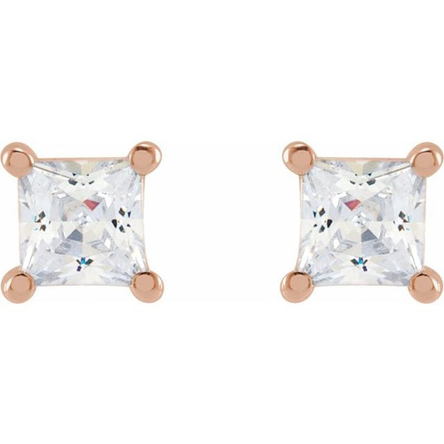 14K Rose 3.9 mm Square 3/4 CTW Lab-Grown Diamond Earrings