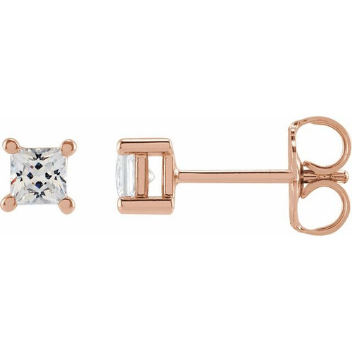 14K Rose 3 mm Square 1/3 CTW Lab-Grown Diamond Earrings
