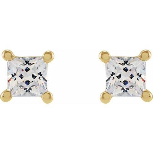 14K Yellow 3.9 mm Square 3/4 CTW Lab-Grown Diamond Earrings