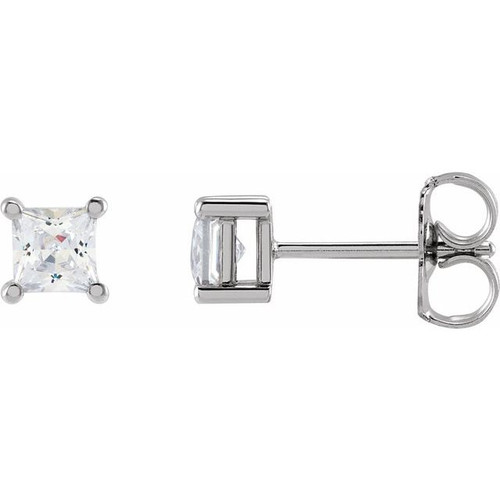 14K White 3.5 mm Square 1/2 CTW Lab-Grown Diamond Earrings
