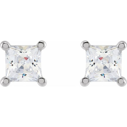 14K White 3.5 mm Square 1/2 CTW Lab-Grown Diamond Earrings