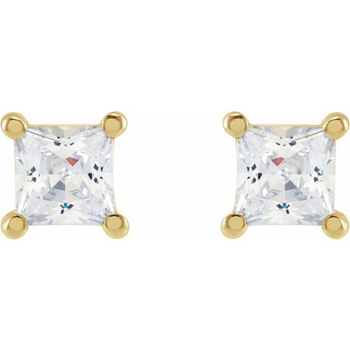 14K Yellow 3.5 mm Square 1/2 CTW Lab-Grown Diamond Earrings