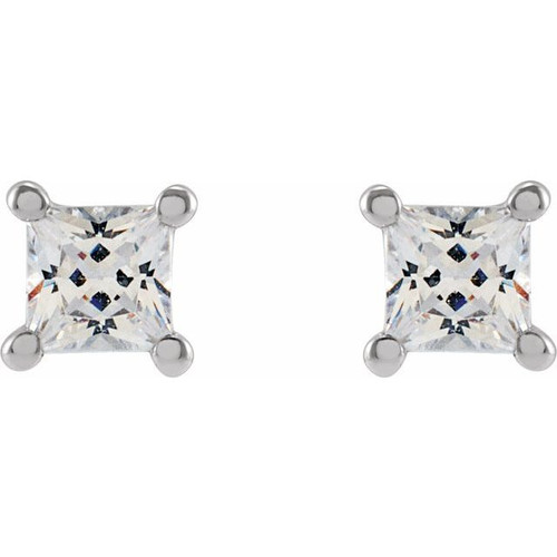 14K White 3 mm Square 1/3 CTW Lab-Grown Diamond Earrings