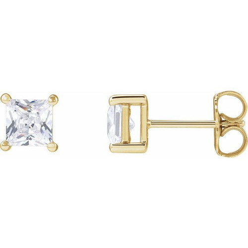 14K Yellow 4.5 mm Square 1 CTW Lab-Grown Diamond Earrings