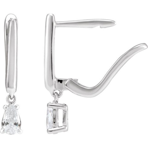 14K White 1/2 CTW Lab-Grown Diamond Lever Back Earrings