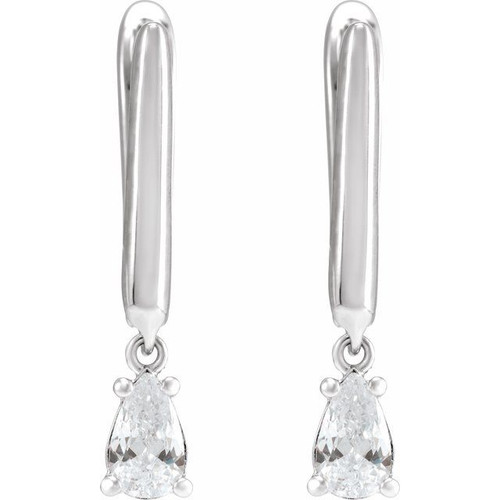 14K White 1/2 CTW Lab-Grown Diamond Lever Back Earrings