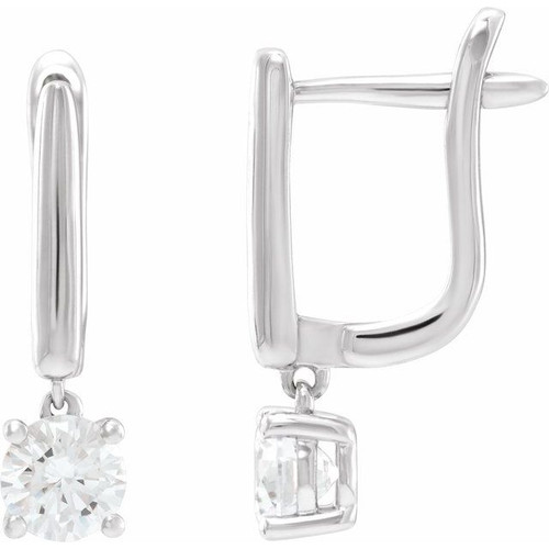14K White 1 CTW Lab-Grown Diamond Lever Back Earrings