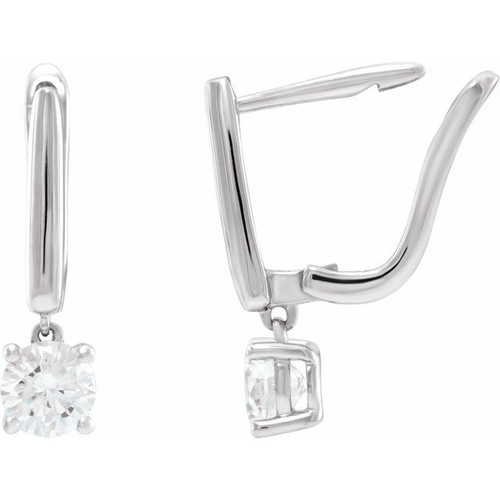14K White 1 CTW Lab-Grown Diamond Lever Back Earrings