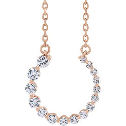 14K Rose 3/8 CTW Lab-Grown Diamond Graduated Circle 16-18" Necklace