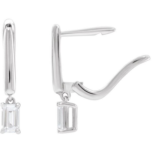 14K White 3/4 CTW Lab-Grown Diamond Lever Back Earrings