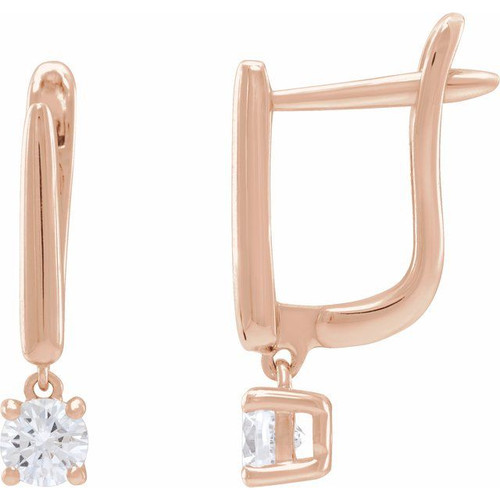 14K Rose 1 CTW Lab-Grown Diamond Lever Back Earrings