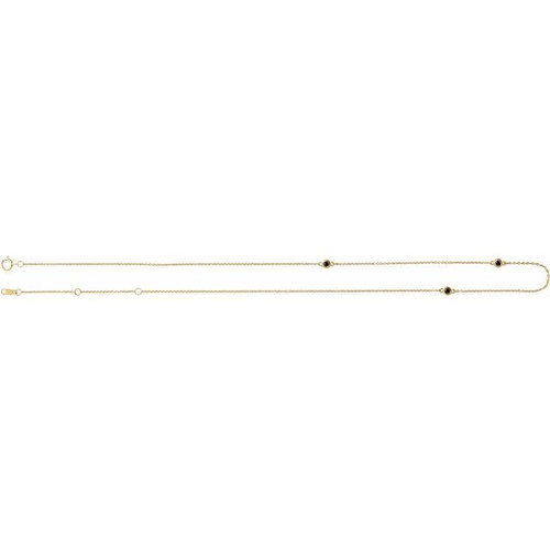 14K Yellow 1/5 CTW Natural Black Diamond 3-Station 16-18" Necklace