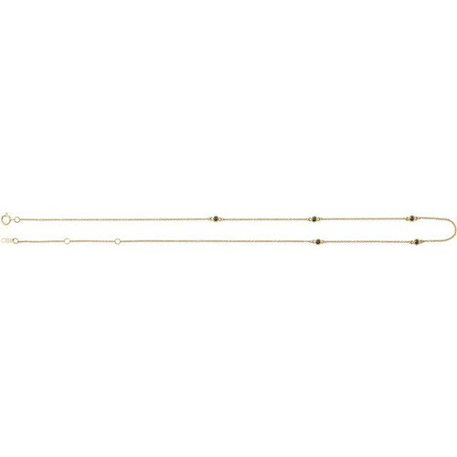 14 Karat Yellow Gold Natural Black Diamond 5 to Station Necklace 1/4 CTW, 16-18 Inch - $967