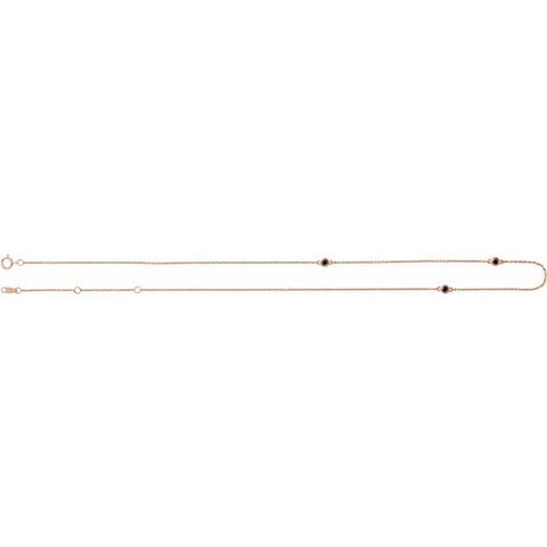 14K Rose 1/5 CTW Natural Black Diamond 3-Station 16-18" Necklace