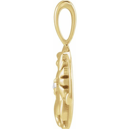 14K Yellow .015 CT Natural Diamond Chinese Zodiac Tiger Pendant