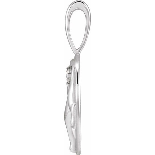 14K White .015 CT Natural Diamond Chinese Zodiac Goat Pendant