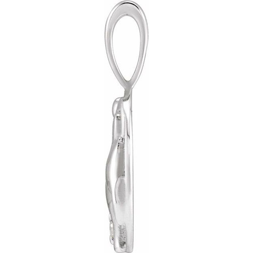 14K White .015 CT Natural Diamond Chinese Zodiac Dog Pendant