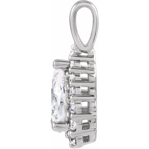 14K White 1 1/2 CTW Lab-Grown Diamond Halo-Style Pendant