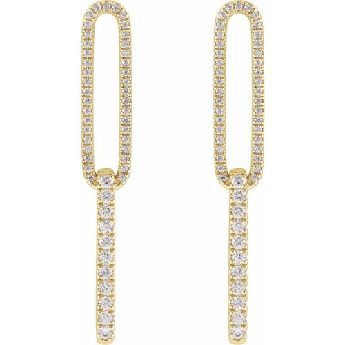14K Yellow 1/2 CTW Lab-Grown Diamond Elongated Link Earrings