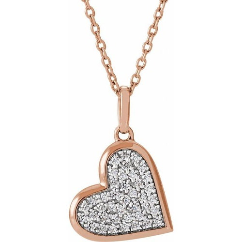 14K Rose 1/4 CTW Natural Diamond Heart 18" Necklace