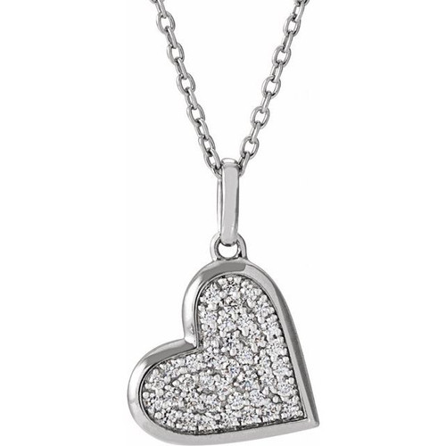 14K White 1/4 CTW Natural Diamond Heart 18" Necklace