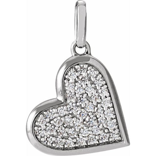 14K White 1/4 CTW Natural Diamond Heart Pendant