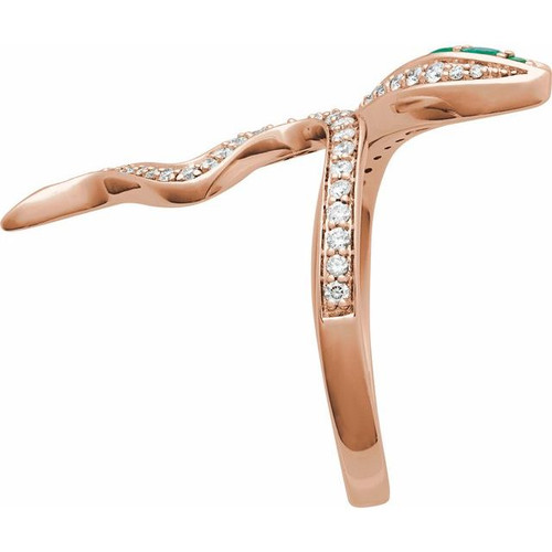 14K Rose Lab-Grown Emerald & 1/3 CTW Lab-Grown Diamond Snake Ring