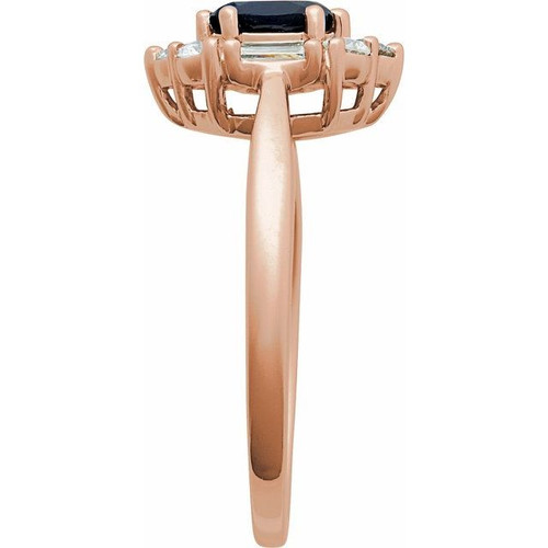 14K Rose Lab-Grown Blue Sapphire & 3/8 CTW Natural Diamond Ring