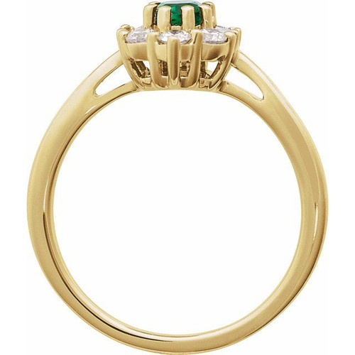 14K Yellow Lab-Grown Emerald & 3/8 CTW Natural Diamond Ring
