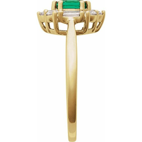 14K Yellow Lab-Grown Emerald & 3/8 CTW Natural Diamond Ring