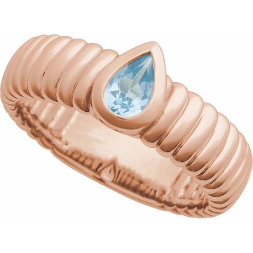 14K Rose Natural Sky Blue Topaz Ring