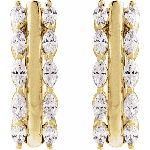 14K Yellow 5/8 CTW Natural Diamond Hinged 15 mm Hoop Earrings