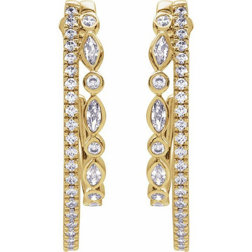 14K Yellow 1 1/5 CTW Natural Diamond 30.5 mm Hoop Earrings