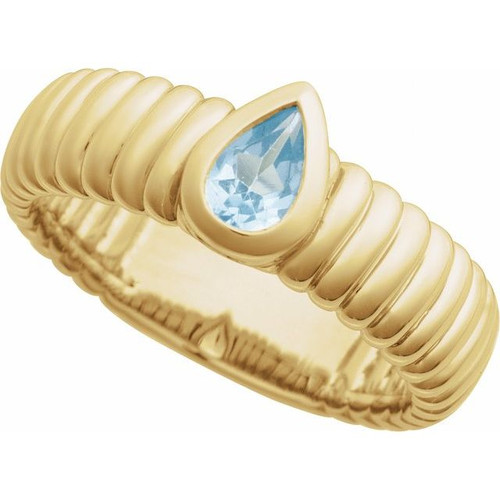 14K Yellow Natural Sky Blue Topaz Ring