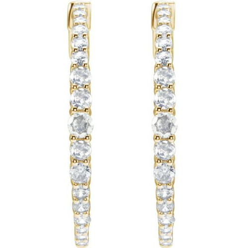 14K Yellow 1 1/3 CTW Natural Diamond 30 mm Hoop Earrings