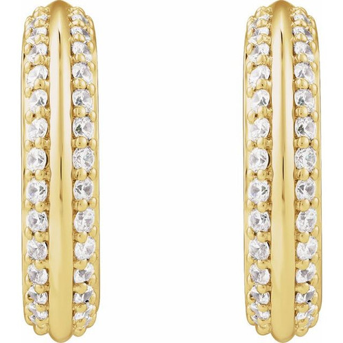 14K Yellow 5/8 CTW Natural Diamond Hoop Earrings