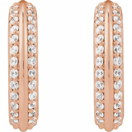 14K Rose 5/8 CTW Natural Diamond Hoop Earrings