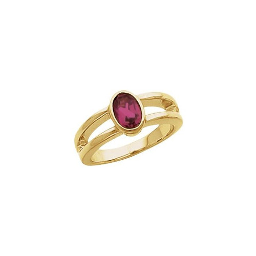 14K Yellow 7x5 mm Oval Natural Rhodolite Garnet Ring